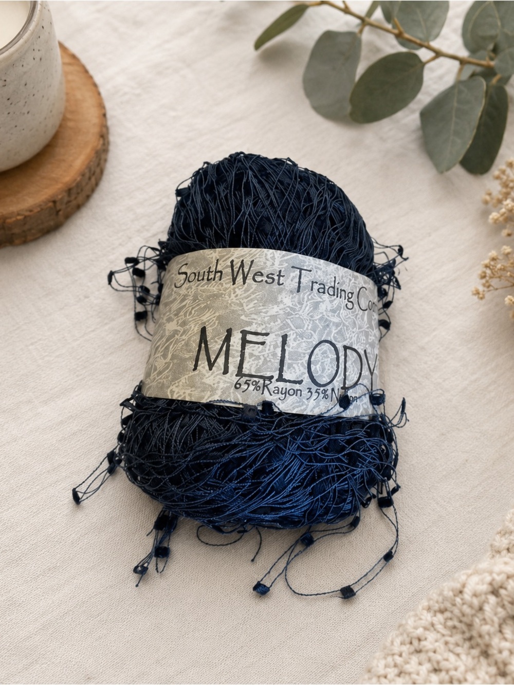 South West Trading Melody Navy Eyelash Yarn 100g 400 Yds Discontinued